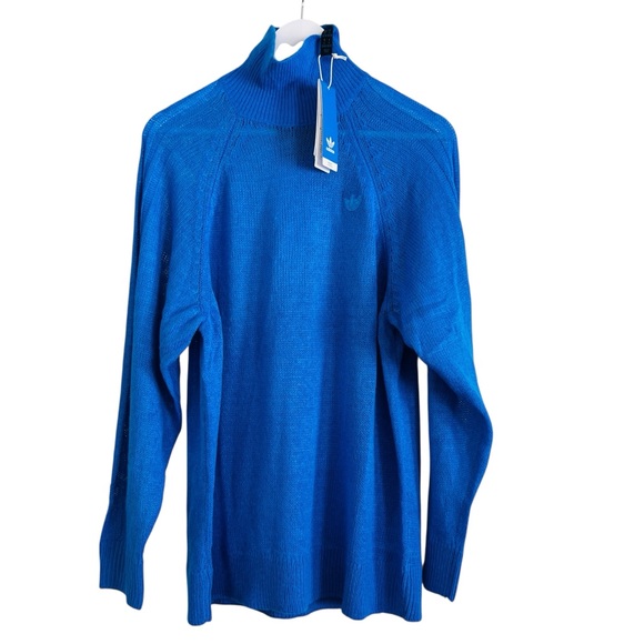 New ADIDAS ORIGINALS Women’s Wool Blend Blue Version Knit Sweater IL8535 Sz S - Picture 10 of 15